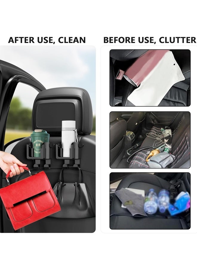 2PCS Multifunctional Car Cup Holder + Car Phone Holder + Car Purse Hook,Hanging Back Seat Car Organizer with Headrest Hooks - Image 3